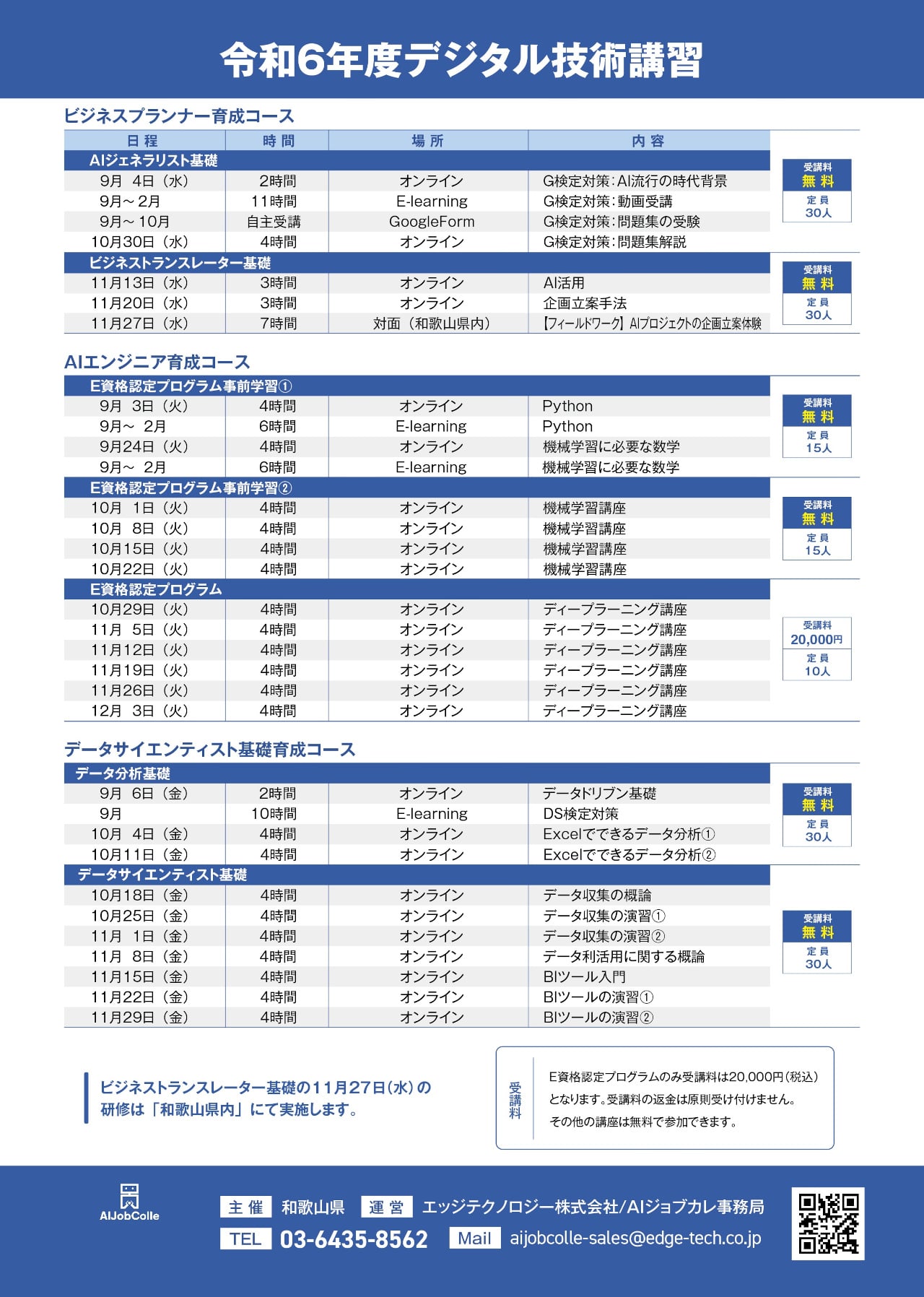 令和6年度デジタル技術講習詳細